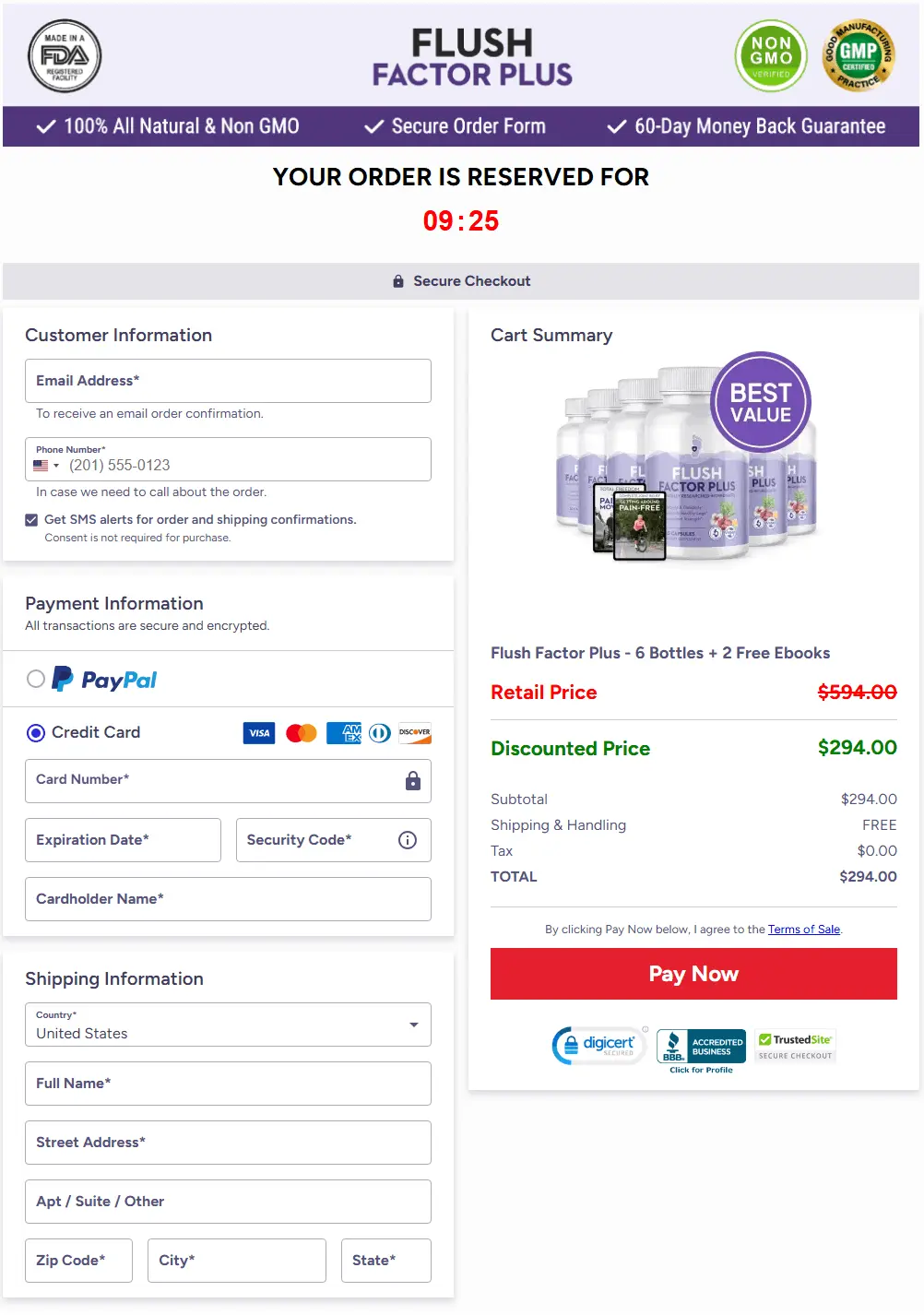 Flush Factor Plus Checkout Page