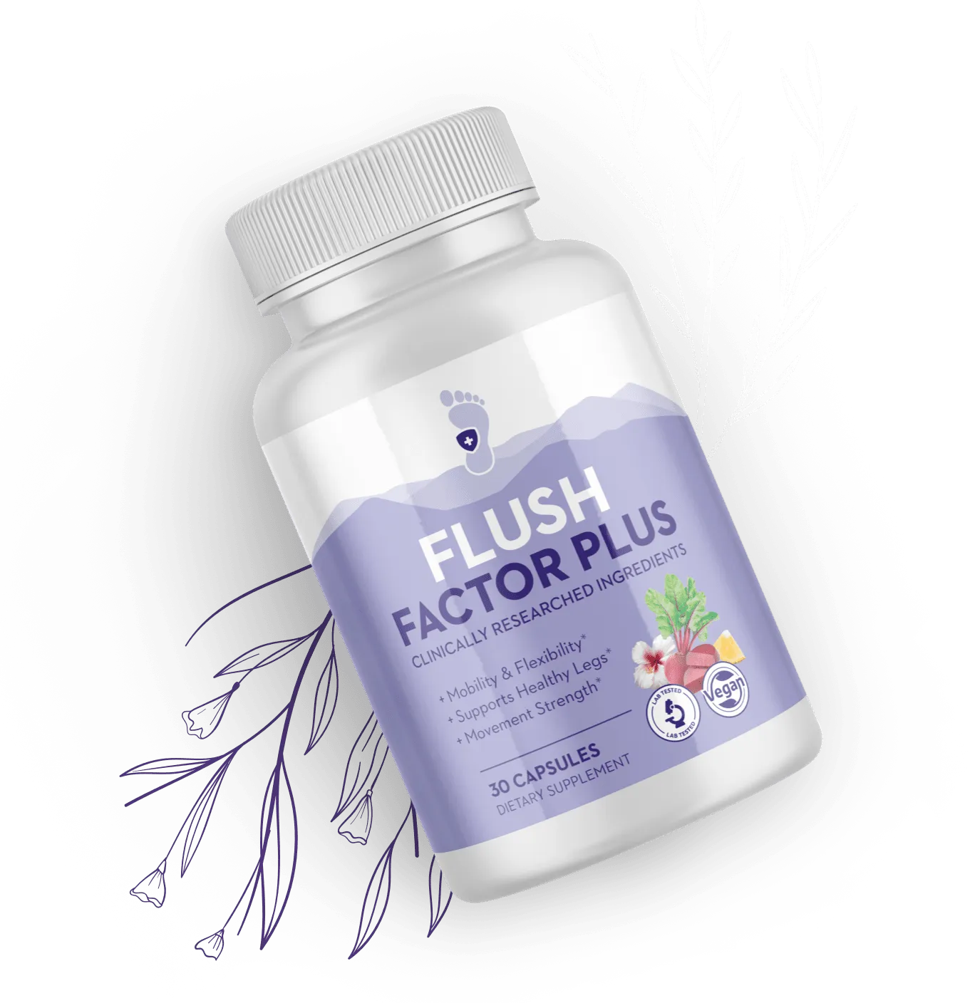 FlushFactor Plus supplement bottle for blood flow and circulation support